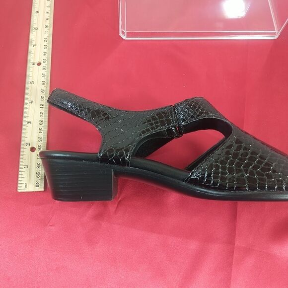 SAS Black Women's SZ 11.5 Croc Patent Suntimer Slingbacks Sandals - Picture 8 of 8